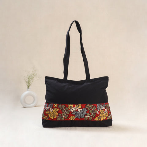 Black - Srikalahasti Kalamkari Handpainted Shoulder Bag 23