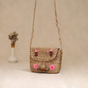 Handcrafted Natural Water Hyacinth Hand Embroidered Sling Bag 13