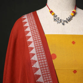 Jacquard Woven 2pc Cotton Unstitched Dress Material Kurta Set with Jewellery 21