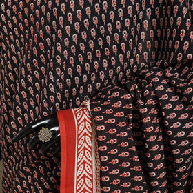 Black Mul Cotton Block Print Bagru Saree
