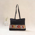 Black - Srikalahasti Kalamkari Handpainted Shoulder Bag 24