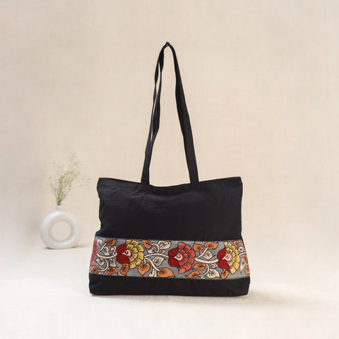 Black - Srikalahasti Kalamkari Handpainted Shoulder Bag 24