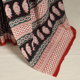 Black Mul Cotton Block Print Bagru Saree