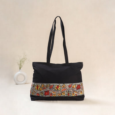 Black - Srikalahasti Kalamkari Handpainted Shoulder Bag 25