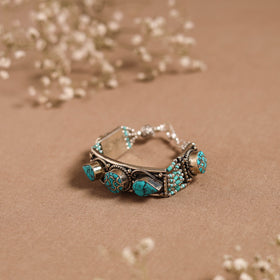 Blue - ethnic tribal tibetan metal bracelet from himalaya