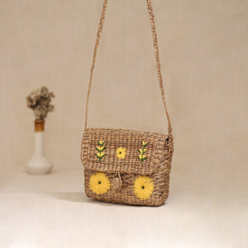 Handcrafted Natural Water Hyacinth Hand Embroidered Sling Bag 16