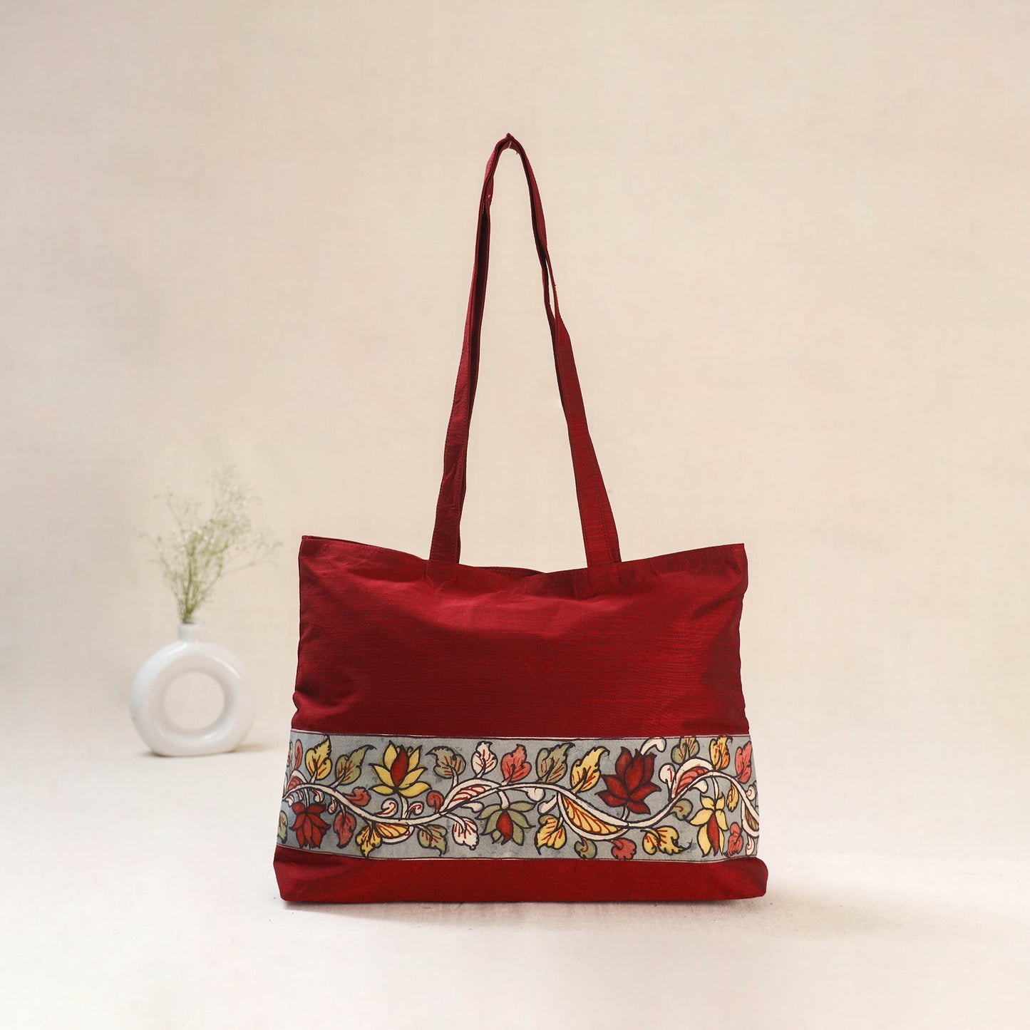 Red - Srikalahasti Kalamkari Handpainted Shoulder Bag 09