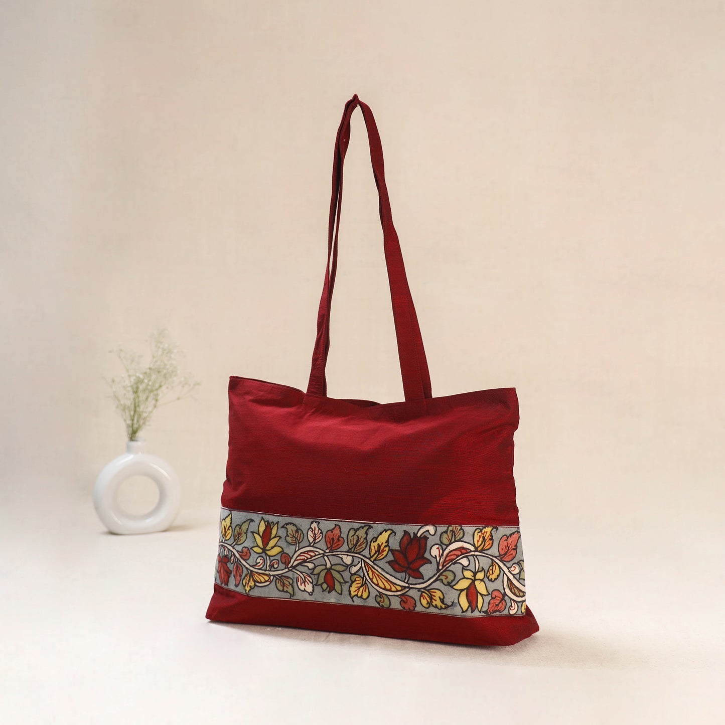Red - Srikalahasti Kalamkari Handpainted Shoulder Bag 09