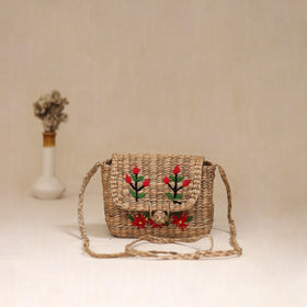 Handcrafted Natural Water Hyacinth Hand Embroidered Sling Bag 17