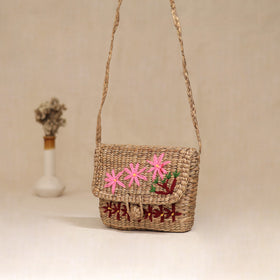 Handcrafted Natural Water Hyacinth Hand Embroidered Sling Bag 18