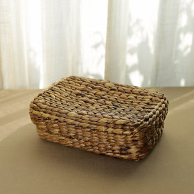 Brown Handcrafted Natural Water Hyacinth Utility Box 