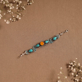 Blue - ethnic tribal tibetan metal bracelet from himalaya