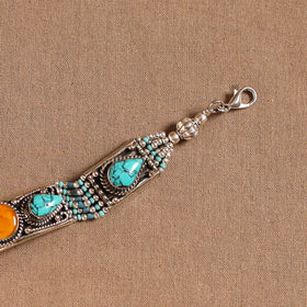 Blue - ethnic tribal tibetan metal bracelet from himalaya