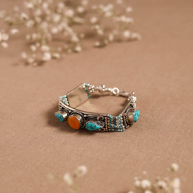 Blue - ethnic tribal tibetan metal bracelet from himalaya