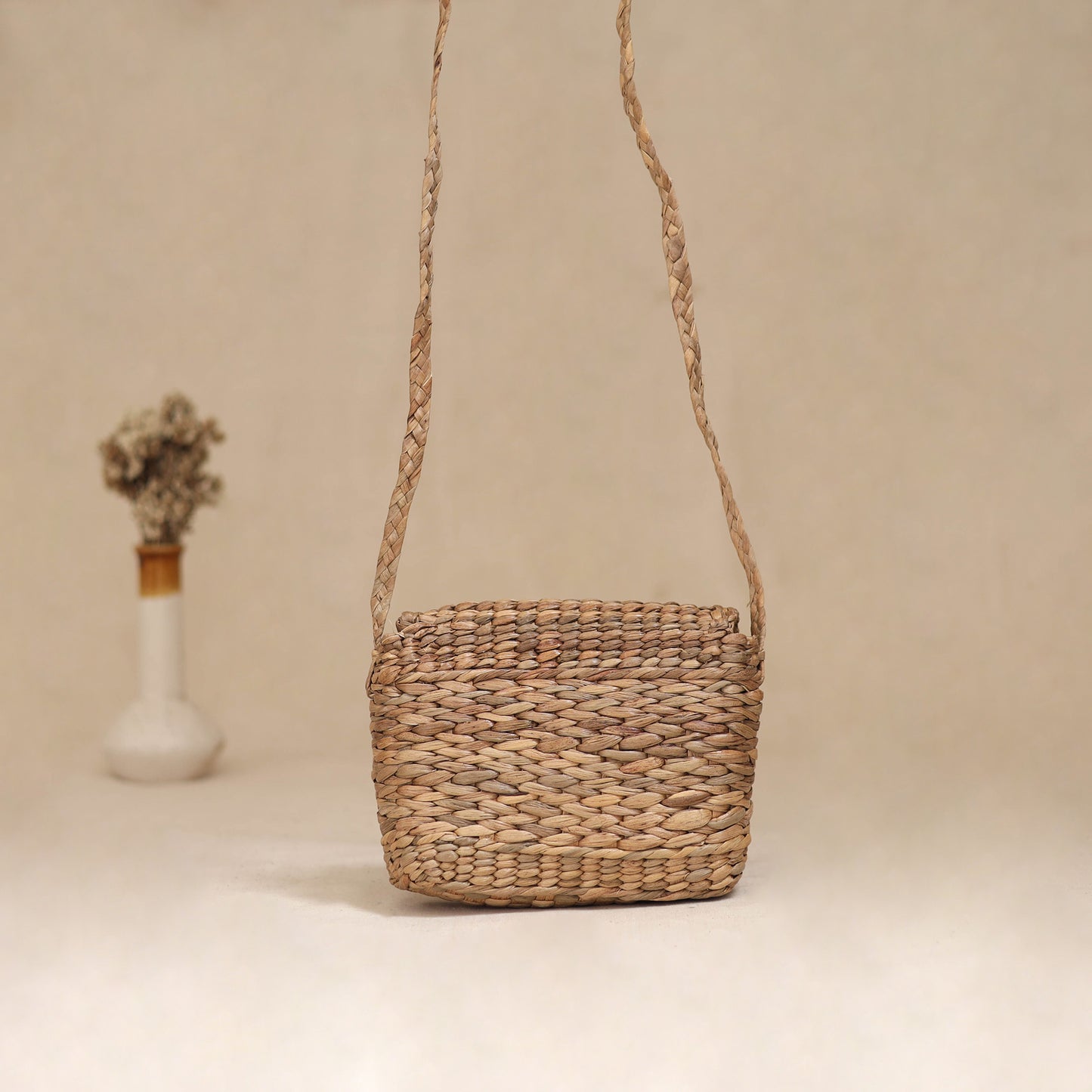 Handcrafted Natural Water Hyacinth Hand Embroidered Sling Bag 20