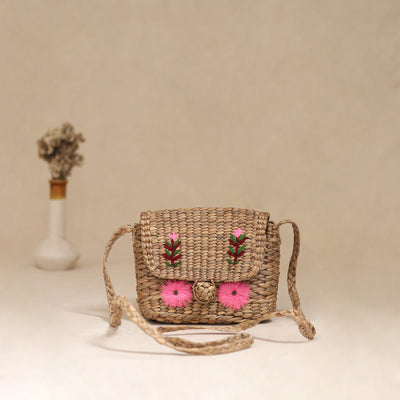 Handcrafted Natural Water Hyacinth Hand Embroidered Sling Bag 20