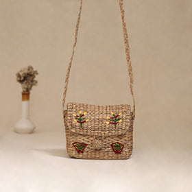 Handcrafted Natural Water Hyacinth Hand Embroidered Sling Bag 21
