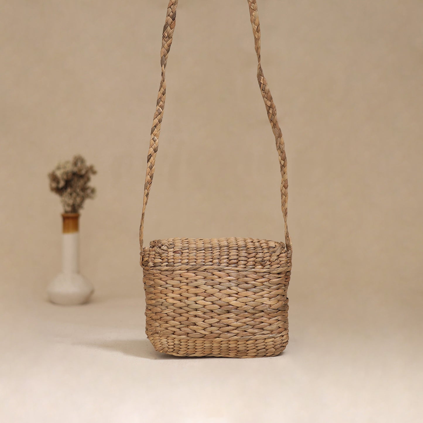 Handcrafted Natural Water Hyacinth Hand Embroidered Sling Bag 22