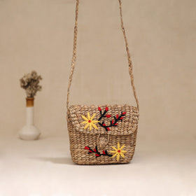 Handcrafted Natural Water Hyacinth Hand Embroidered Sling Bag 23