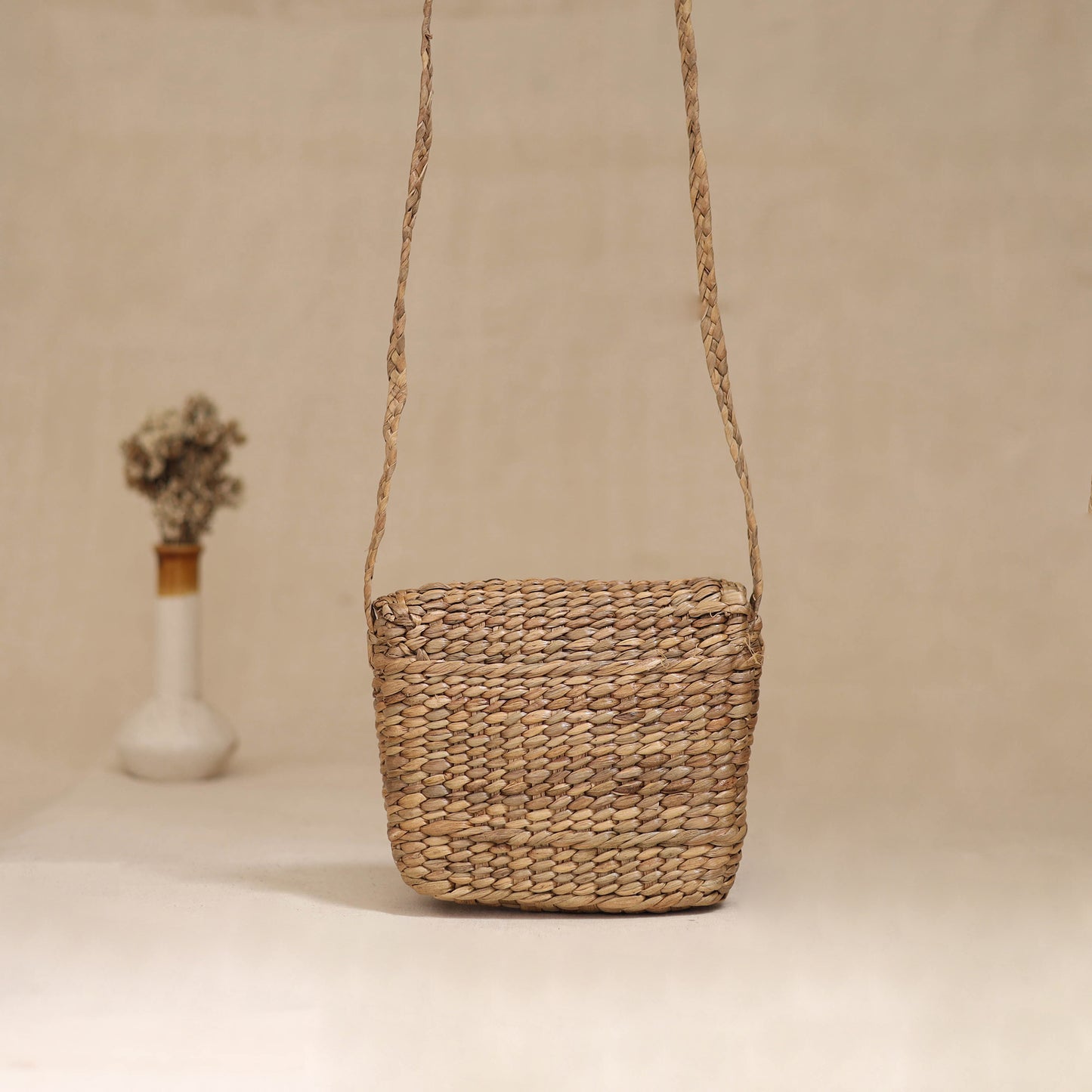 Handcrafted Natural Water Hyacinth Hand Embroidered Sling Bag 23