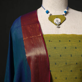 Jacquard Woven 2pc Cotton Unstitched Dress Material Kurta Set with Jewellery 26