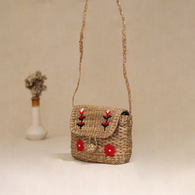 Handcrafted Natural Water Hyacinth Hand Embroidered Sling Bag 25