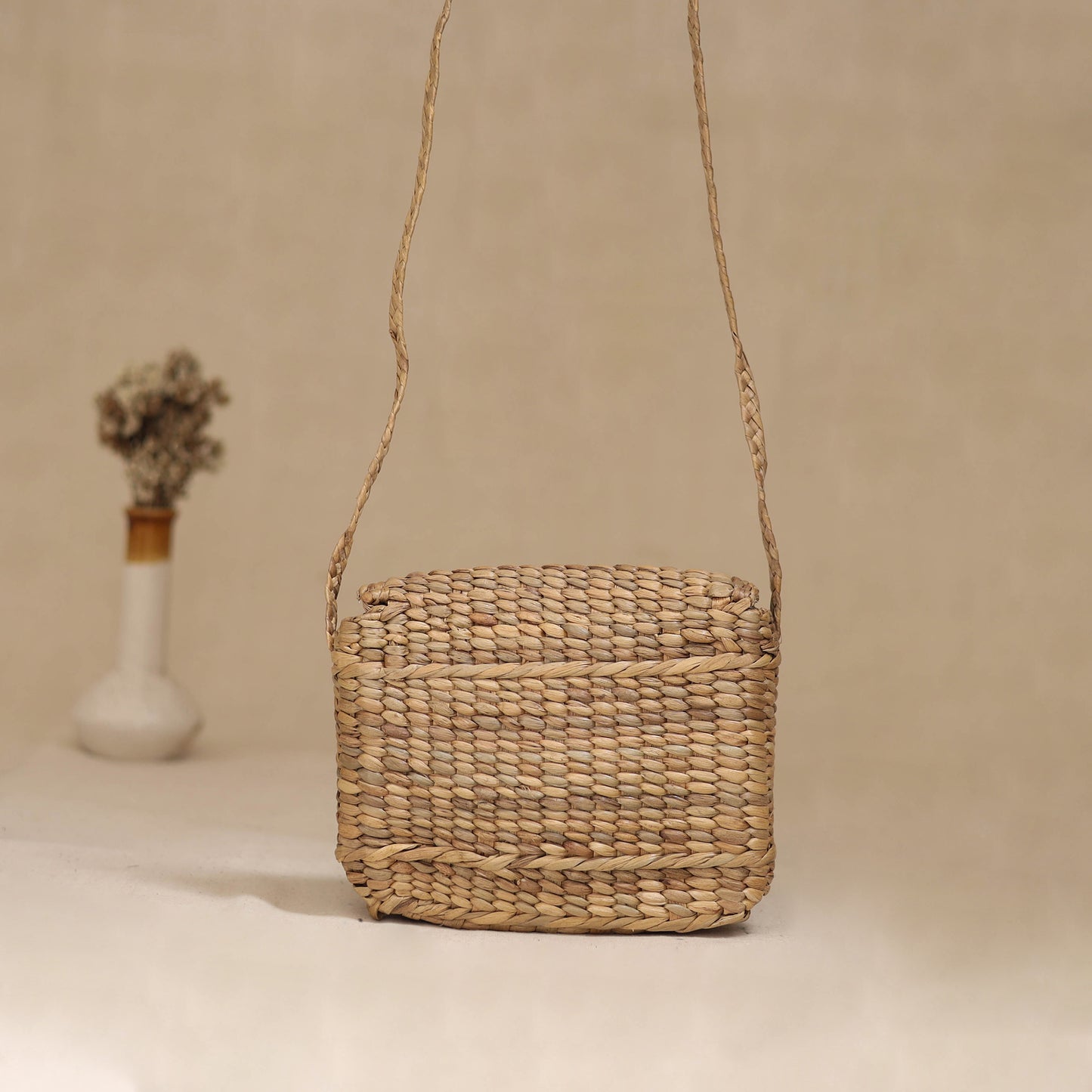 Handcrafted Natural Water Hyacinth Hand Embroidered Sling Bag 27