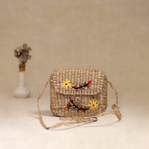 Handcrafted Natural Water Hyacinth Hand Embroidered Sling Bag 27