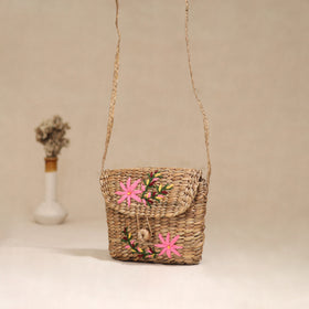 Handcrafted Natural Water Hyacinth Hand Embroidered Sling Bag 26
