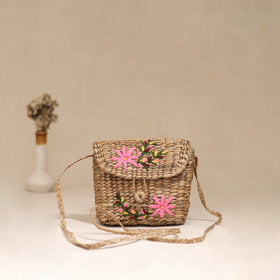 Handcrafted Natural Water Hyacinth Hand Embroidered Sling Bag 26