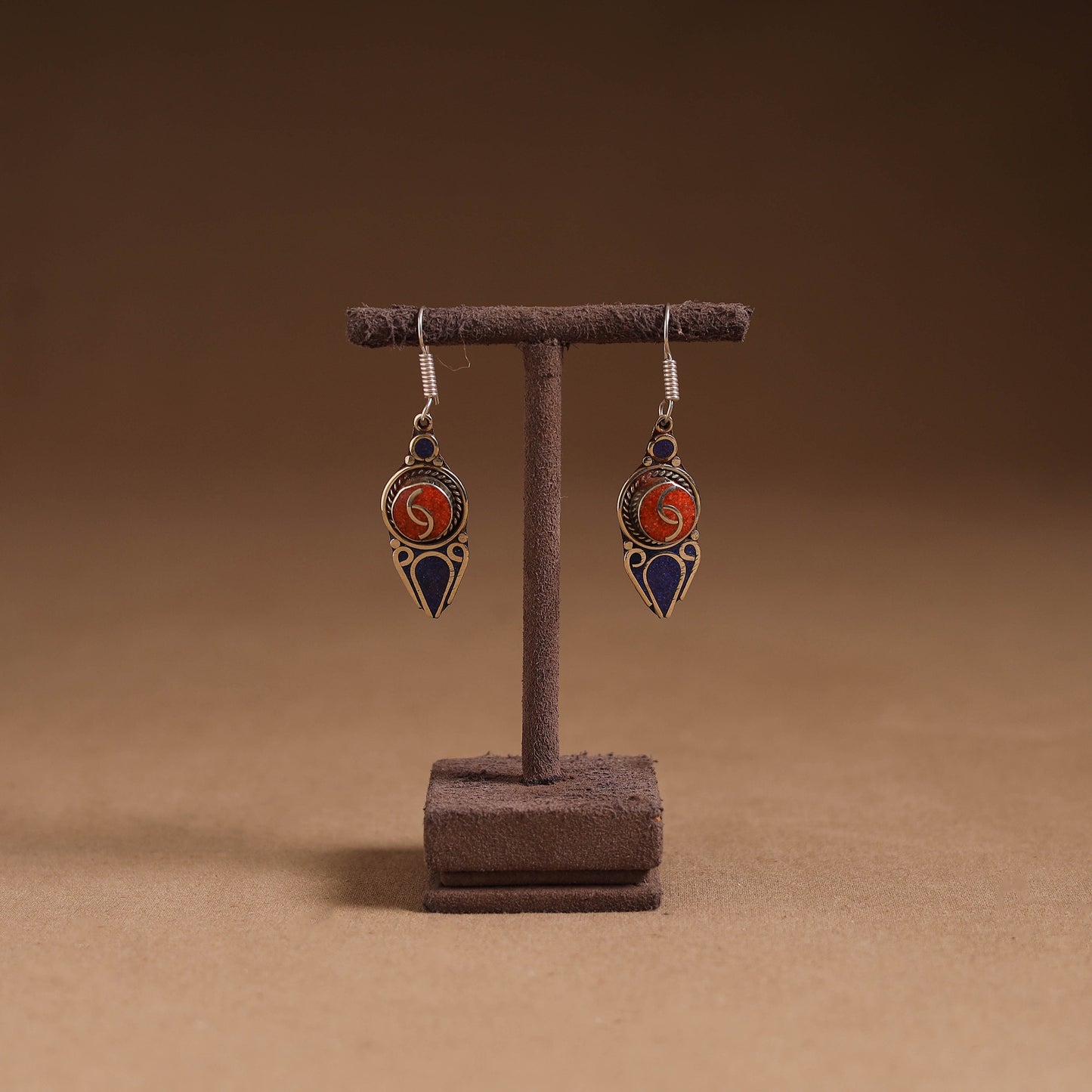 Orange - ethnic tribal tibetan earrings from himalaya 54