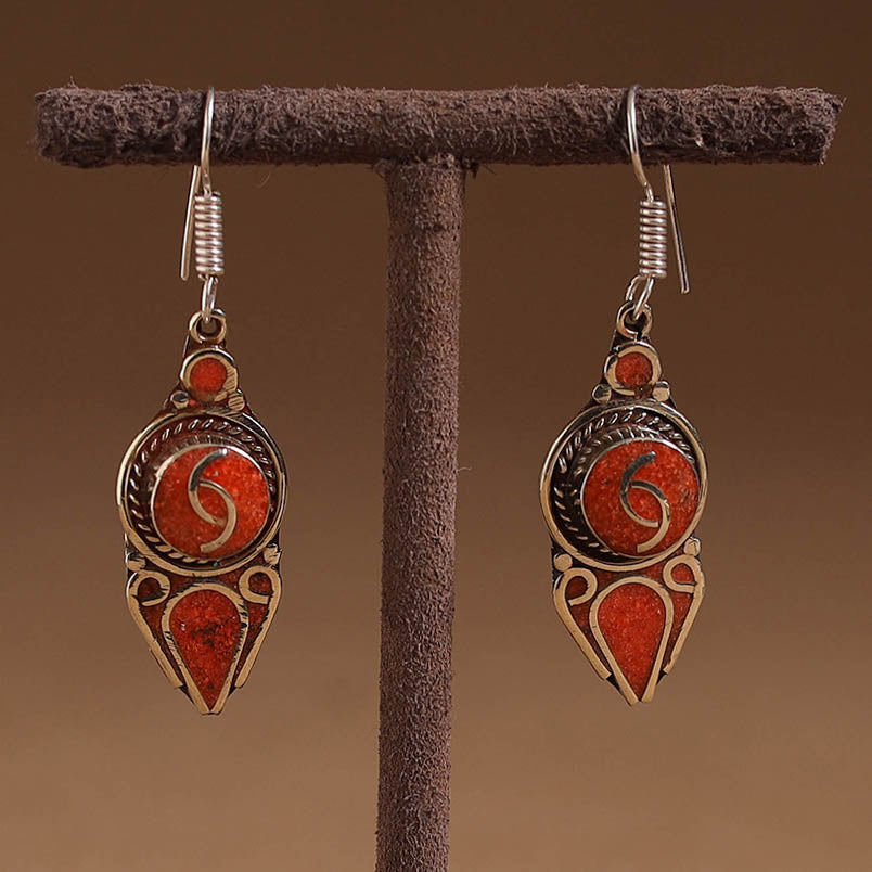 Orange - ethnic tribal tibetan earrings from himalaya 55