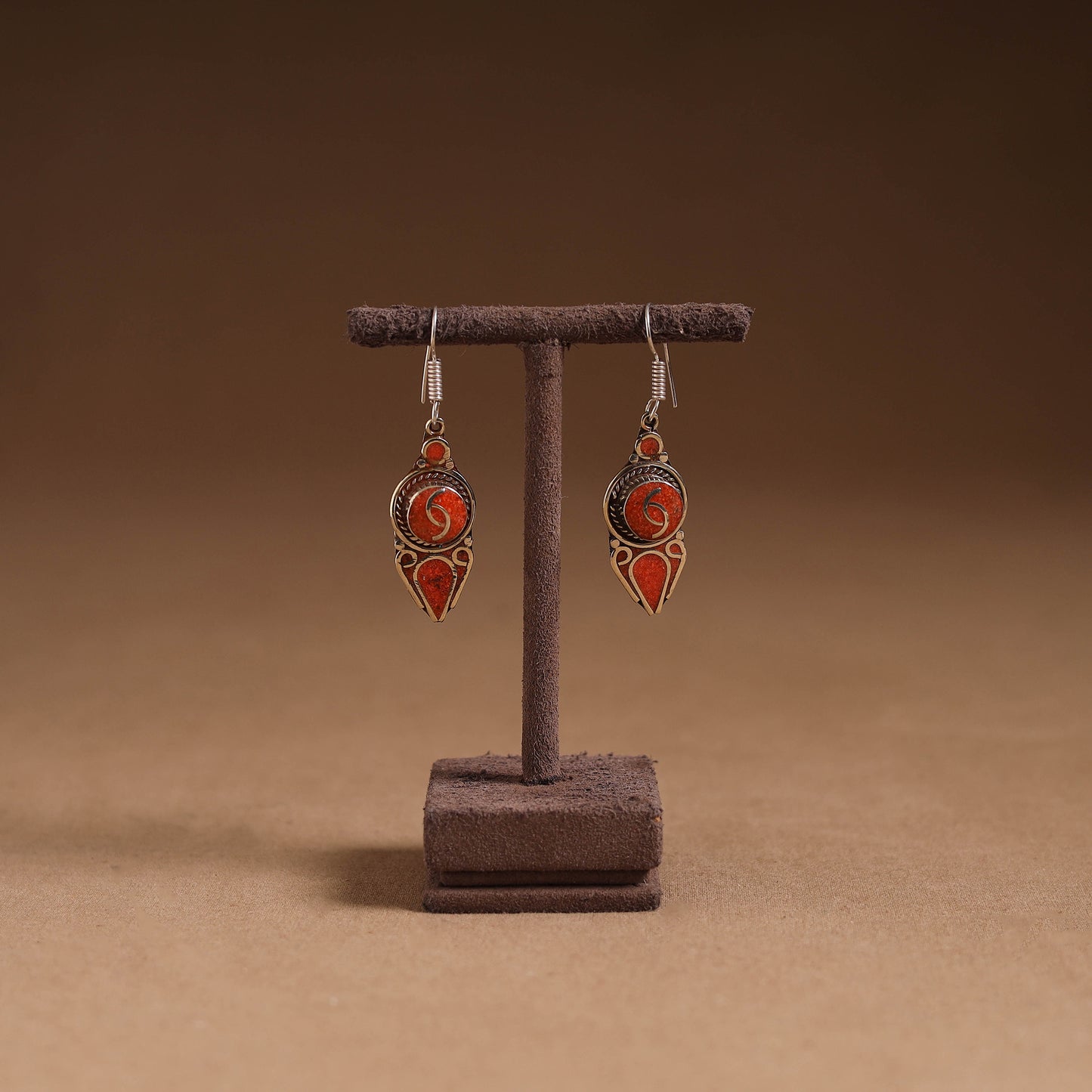 Orange - ethnic tribal tibetan earrings from himalaya 55