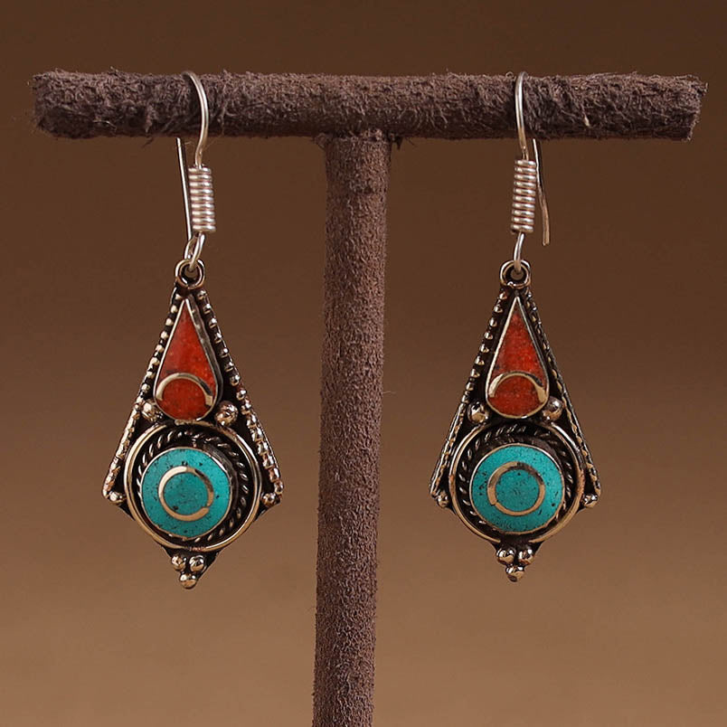 Multicolor - ethnic tribal tibetan earrings from himalaya