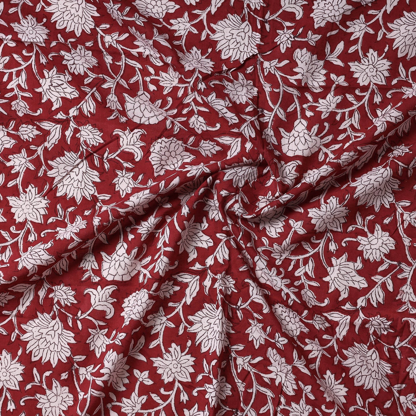 Red - Sanganeri Block Printed Cotton Precut Fabric