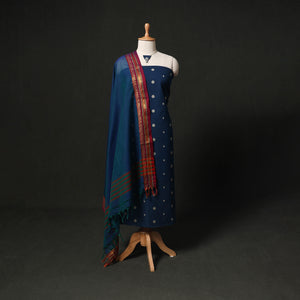 Jacquard Woven 2pc Cotton Unstitched Dress Material Kurta Set with Jewellery 31