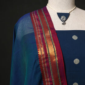 Jacquard Woven 2pc Cotton Unstitched Dress Material Kurta Set with Jewellery 31