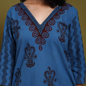 Blue - natural dyed cotton straight bagh kurta 09