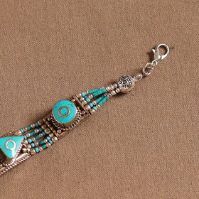Blue - ethnic tribal tibetan metal bracelet from himalaya