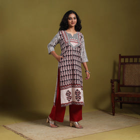 Black - natural dyed cotton straight bagh kurta 01