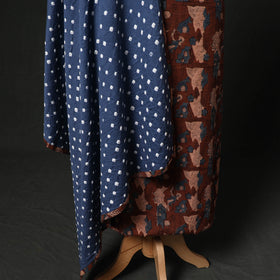 Hand Embroidered Ajrakh Block Print Cotton Natural Dyed 2pc Unstitched Dress Material Kurta Set with Jewellery 01