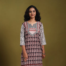 Black - natural dyed cotton straight bagh kurta 01