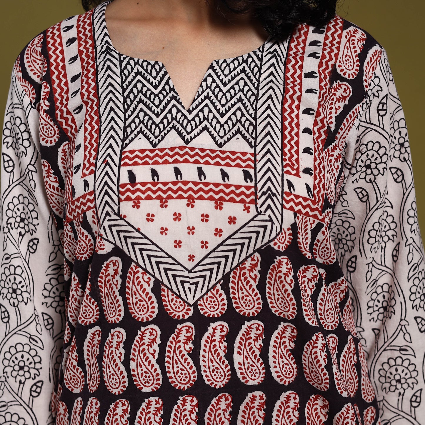 Black - natural dyed cotton straight bagh kurta 01