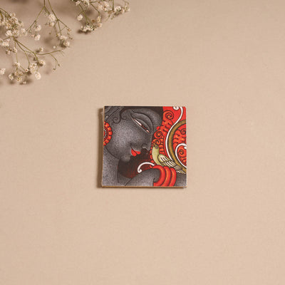 Kerala mural handpainted wooden fridge magnet 02