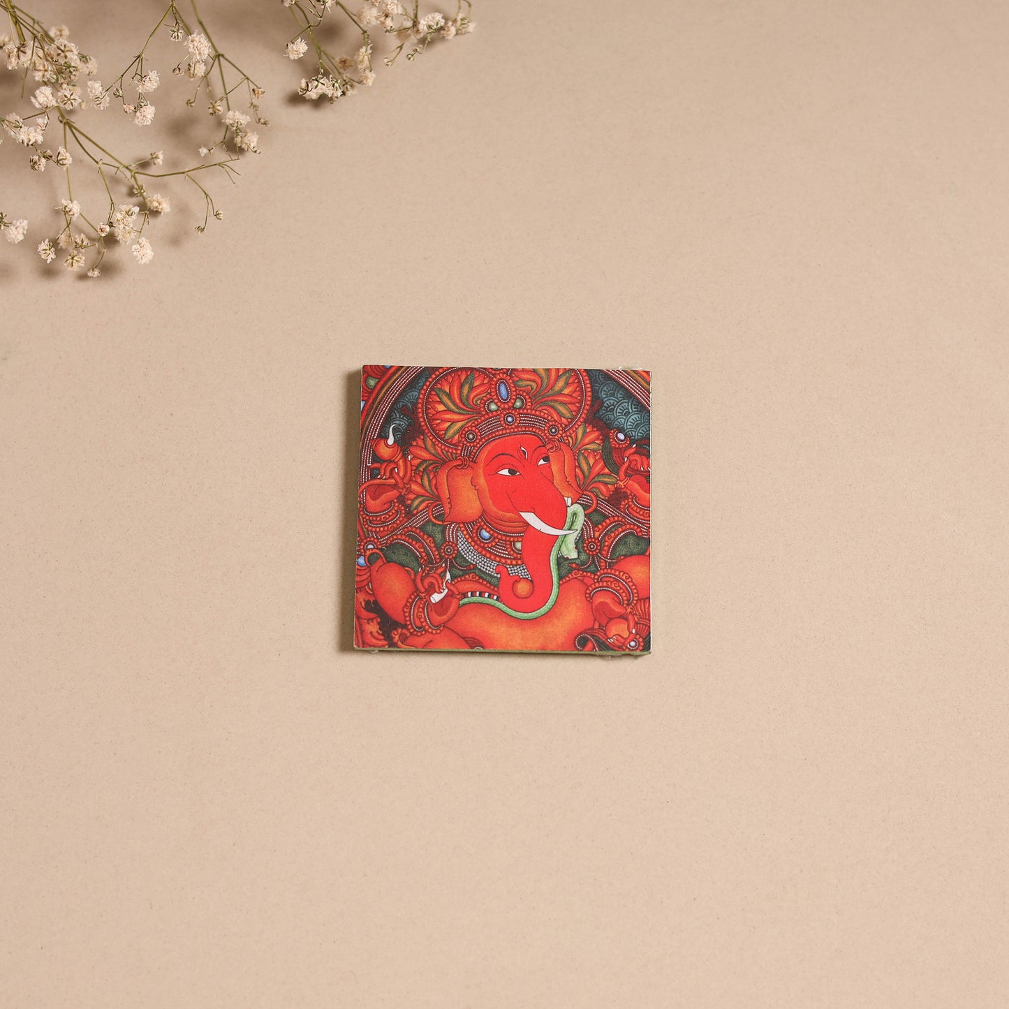 Kerala mural handpainted wooden fridge magnet 05