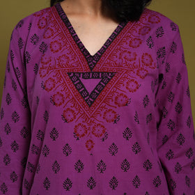 Purple - natural dyed cotton straight bagh kurta 07