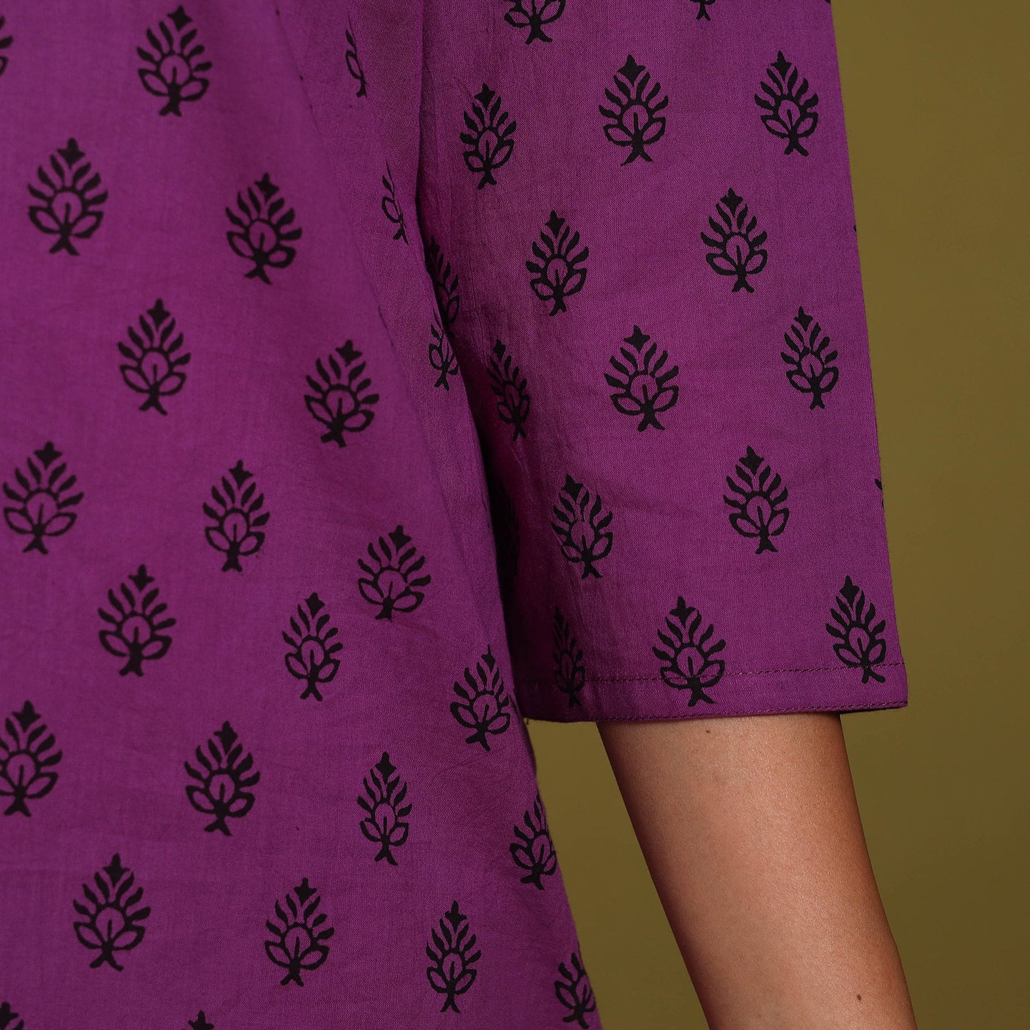 Purple - natural dyed cotton straight bagh kurta 07