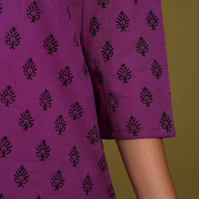 Purple - natural dyed cotton straight bagh kurta 07