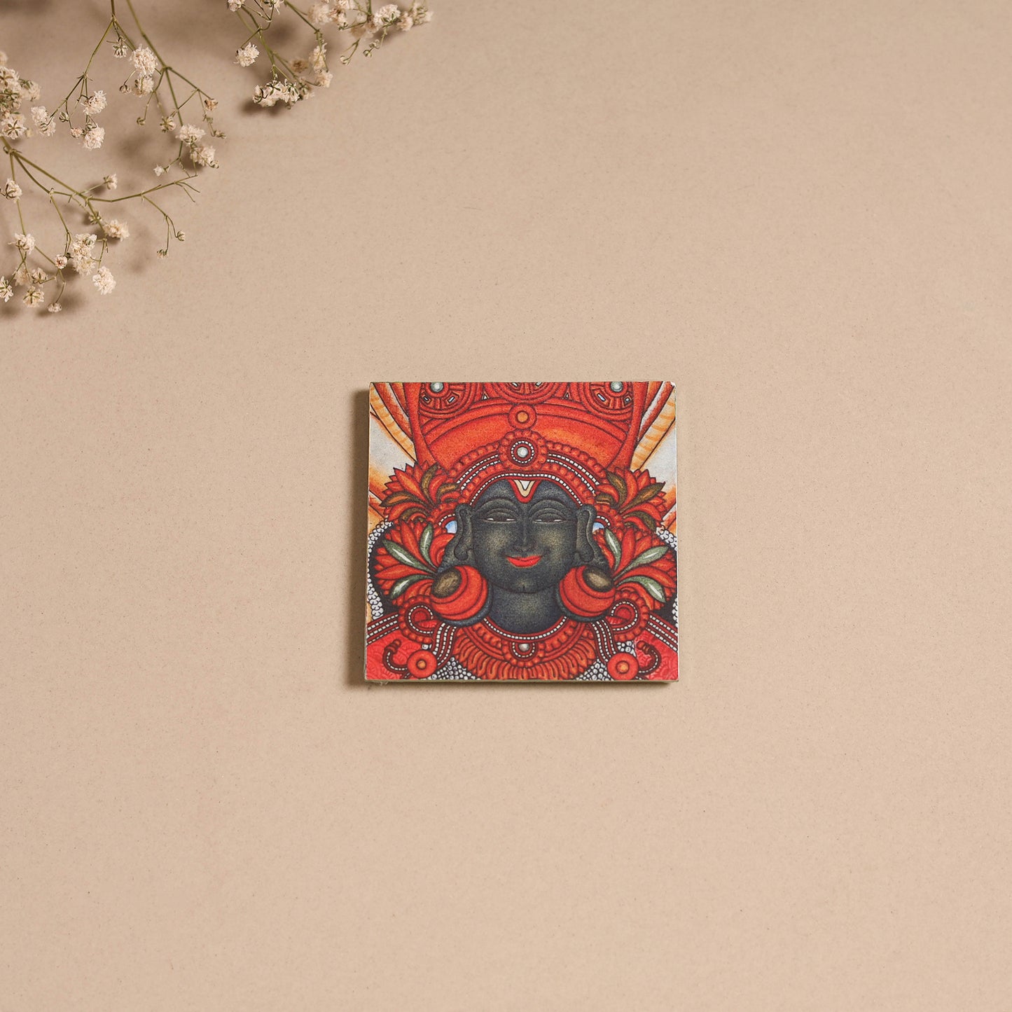 Kerala mural handpainted wooden fridge magnet 08