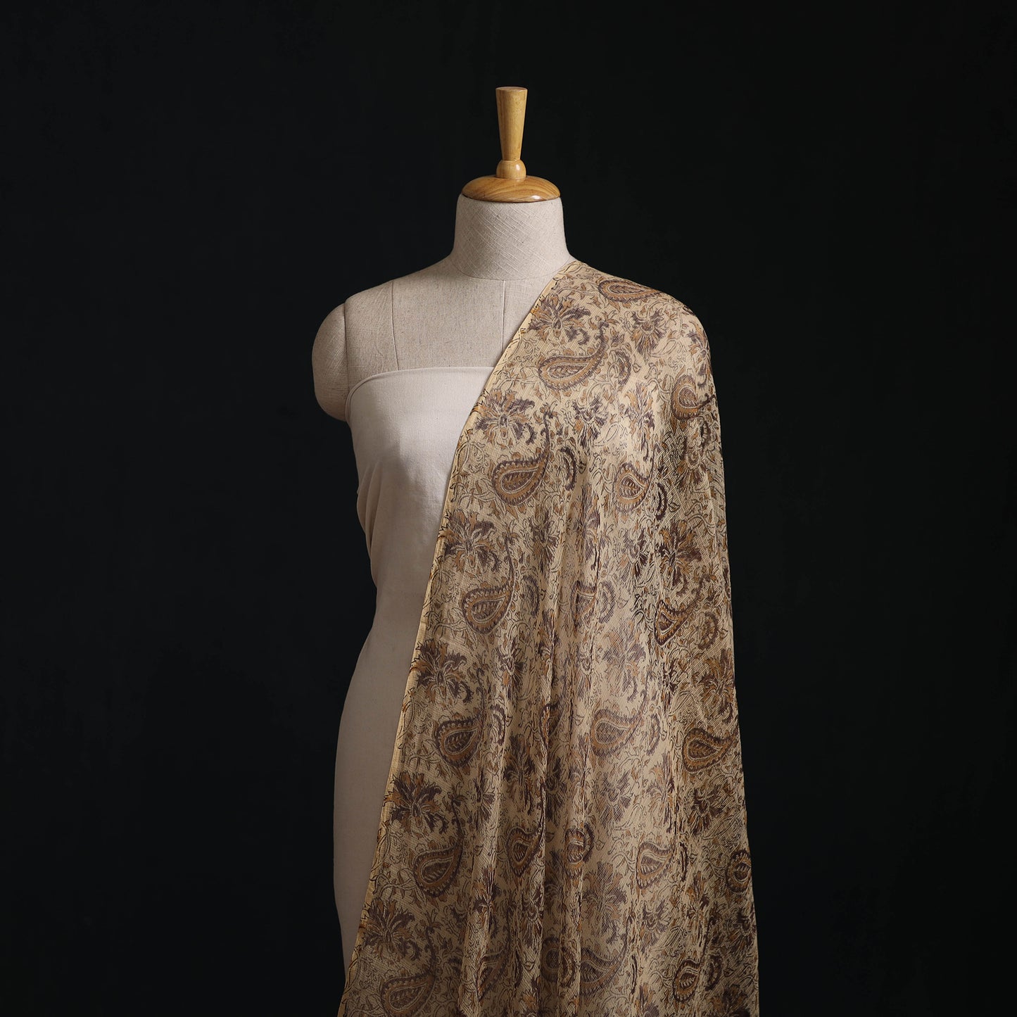 Pedana Hand Block Print Natural Dyed Kota Doria Cotton Kalamkari Fabric 08